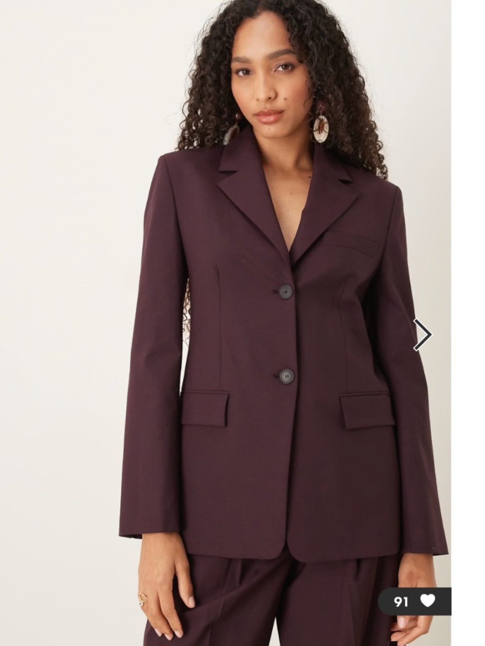 Mango Capsule Wool Mix Tailored Blazer in Plum